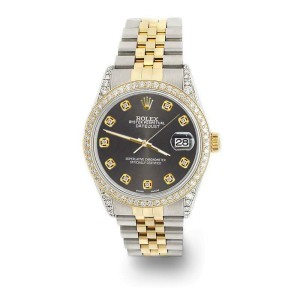 Rolex Datejust 2-Tone 36mm 1.4ct Diamond Bezel/Lugs/Rhodium Grey Dial Watch