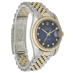 Rolex Datejust 16233 Blue Vignette Diamond Dial Men's Watch