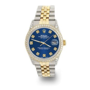 Rolex Datejust 2-Tone 36mm 1.4ct Diamond Bezel/Lugs/Cobalt Blue Dial Watch