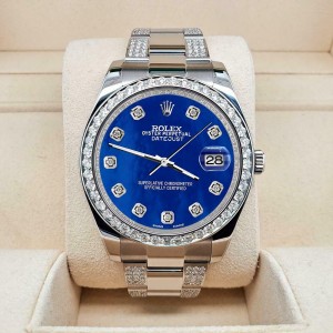 Rolex Datejust II 41mm 5ct Diamond Bezel/Bracelet/Royal Blue MOP Watch 116300