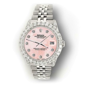 Rolex Datejust 31mm 2.95ct Diamond Bezel/Lugs/Royal Pink MOP Dial Midsize Watch