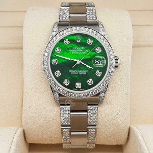 Rolex Datejust 31mm 3.5ct Diamond Bezel/Lugs/Bracelet/Green MOP Dial Steel Watch