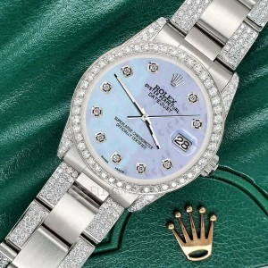 Rolex Datejust 31mm 3.5ct Diamond Bezel/Lugs/Bracelet/Purple MOP Dial Watch