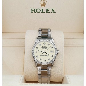 Rolex Datejust 31mm 3.5ct Diamond Bezel/Lugs/Bracelet/Linen White Dial Watch