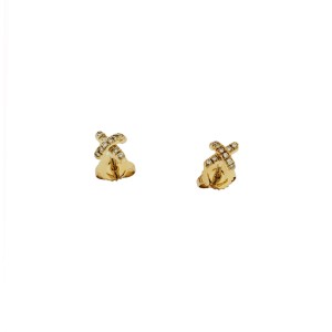 Tiffany & Co Mini Diamond X Earrings In 18K Yellow gold.