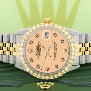 Rolex Datejust 36mm 2-Tone Watch Diamond Bezel/Mustard Diamond Dial