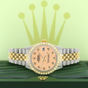 Rolex Datejust 36mm 2-Tone Watch Diamond Bezel/Mustard Diamond Dial