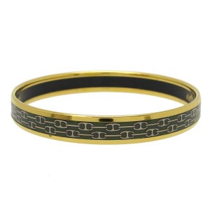 Hermes Gold-Tone Multicolor Bangle Bracelet