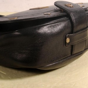 MCM Studded Messenger Cross Body 868826 Black Leather Shoulder Bag
