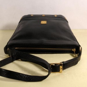 MCM Studded Messenger 868827 Black Leather Cross Body Bag