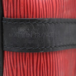 Louis Vuitton Bucket Bicolor Epi Black Petit Noe Drawstring Hobo 869538 Red Leather Shoulder Bag