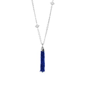 Anzie Sterling Silver Lapis, White Topaz Necklace
