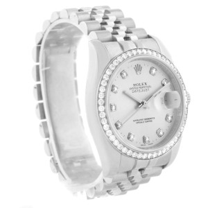 Rolex Datejust 116244 Steel 18K White Gold Diamond Mens Watch 