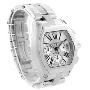 Cartier W62019X6 Roadster Chronograph Silver Dial Mens Automatic Watch 