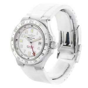 Breitling Superocean  A32380A9-A737 GMT White Dial Rubber Mens Watch