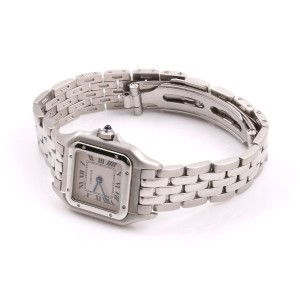 Cartier Panthere Stainless Steel w/ Roman Dial & Blue Sword Hands 22mm Womens Watch