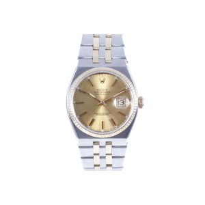 Rolex Datejust 17013 18K Yellow Gold and Stainless Steel OysterQuartz Champagne Stick Dial 36mm Unisex Watch