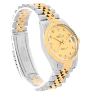 Rolex Datejust 16013 Stainless Steel & 18K Yellow Gold Diamond 36mm Mens Watch