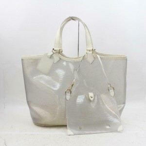 Louis Vuitton Lagoon Bay Plage Clear Gm with Pouch 870680 White Vinyl Tote