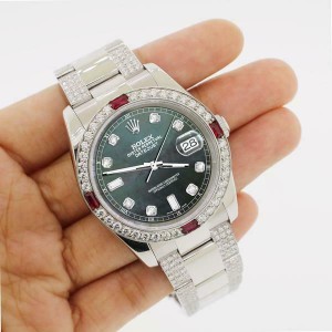 Rolex Datejust 116200 Steel 36mm Watch with 4.5Ct Diamond Bezel Black MOP Dial