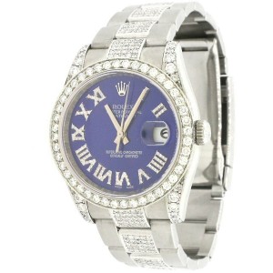 Rolex Datejust 36mm Watch w/7.1ct Diamond Bezel/Lugs/Bracelet/Roman Diamond Dial