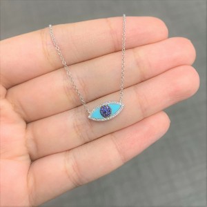 14k Gold & Diamond Turquoise Evil Eye Necklace