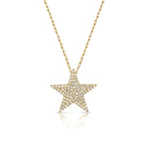 14k Gold & Diamond Star Necklace Yellow Gold 0.31ctw