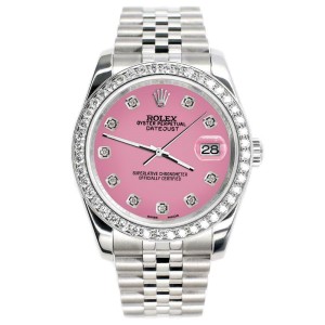 Rolex Datejust 116200 36mm 1.85ct Diamond Bezel/Hot Pink Dial Steel Watch