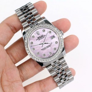 Rolex Datejust 116200 36mm 1.85ct Diamond Bezel/Pink Pearl Diamond Dial Watch