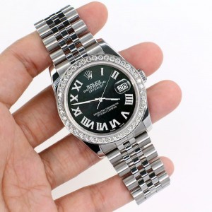 Rolex Datejust 116200 36mm 2.0ct Diamond Bezel/Black MOP Roman Dial Steel Watch