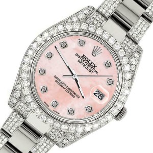 Rolex Datejust II 41mm Diamond Bezel/Lugs/Bracelet/Royal Pink MOP Dial Watch