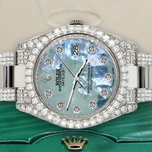 Rolex Datejust II 41mm Diamond Bezel/Lugs/Bracelet/Tahitian Blue Dial Watch