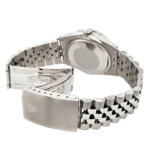 Rolex Datejust 36mm Steel Watch 2.85ct Diamond Bezel/Pave Case/Black Pearl Dial