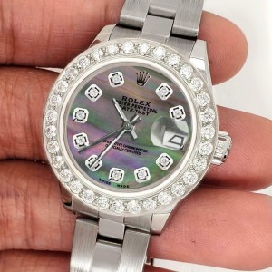Rolex Datejust 26mm Steel Watch 1.3ct Diamond Bezel/Tahitian MOP Diamond Dial