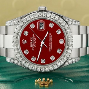 Rolex Datejust II 41mm 4.5CT Diamond Bezel/Lugs/Imperial Red Dial Box Papers