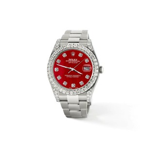 Rolex Datejust II 41mm 4.5CT Diamond Bezel/Lugs/Red MOP Dial Watch Box Papers