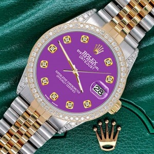 Rolex Datejust 2-Tone 36mm 1.4ct Diamond Bezel/Lugs/Sangria Dial Jubilee Watch