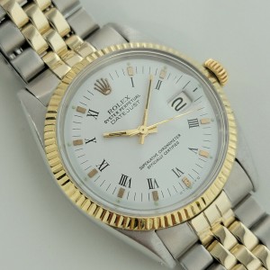 Mens Rolex Oyster Datejust 1600 36mm 14k SS Automatic 1960s Vintage Swiss RA169
