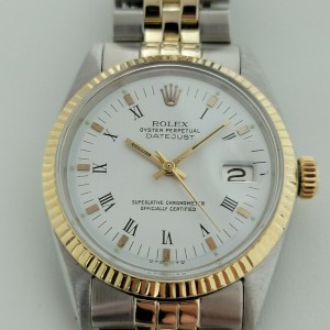 Mens Rolex Oyster Datejust 1600 36mm 14k SS Automatic 1960s Vintage Swiss RA169