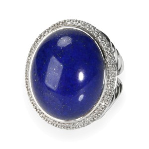 David Yurman Albion Lapis Lazuli Diamond Ring in  Sterling Silver 0.75 C