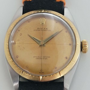 Mens Rolex Oyster Perpetual 6592 35mm 14k SS Automatic 1950s Vintage RJC118
