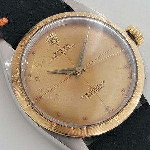 Mens Rolex Oyster Perpetual 6592 35mm 14k SS Automatic 1950s Vintage RJC118