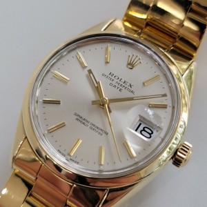 Mens Rolex Oyster Date Ref 1550 34mm Gold Capped Automatic 1970s w Pouch RA158