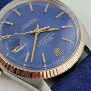 Mens Rolex Oyster Datejust 1603 36mm 18k Gold SS Automatic 1970s Vintage 