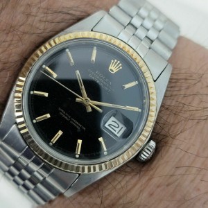 Mens Rolex Oyster Datejust  36mm 18K SS Automatic 1970s Vintage Swiss RA225