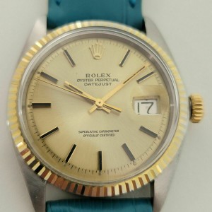 Mens Rolex Oyster Datejust  36mm 18k SS Automatic 1970s Vintage Swiss RA170