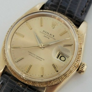 Mens Rolex Oyster Perpetual Date  35mm 18k Solid Gold Automatic 1960s RJC156