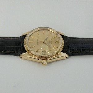 Mens Rolex Oyster Perpetual Date  35mm 18k Solid Gold Automatic 1960s RJC156