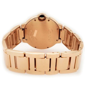 Cartier Ballon Bleu 36mm 18k Rose Gold Silver Diamond Dial Watch 