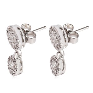 Diamond Cluster Drop Earrings in 14k White Gold 0.75 CTW